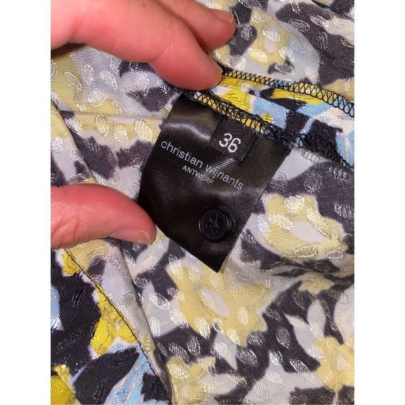 Christian Wijnants Blue and Yellow Floral Belted Dress Size Small, MSRP $725 - Picture 6 of 16